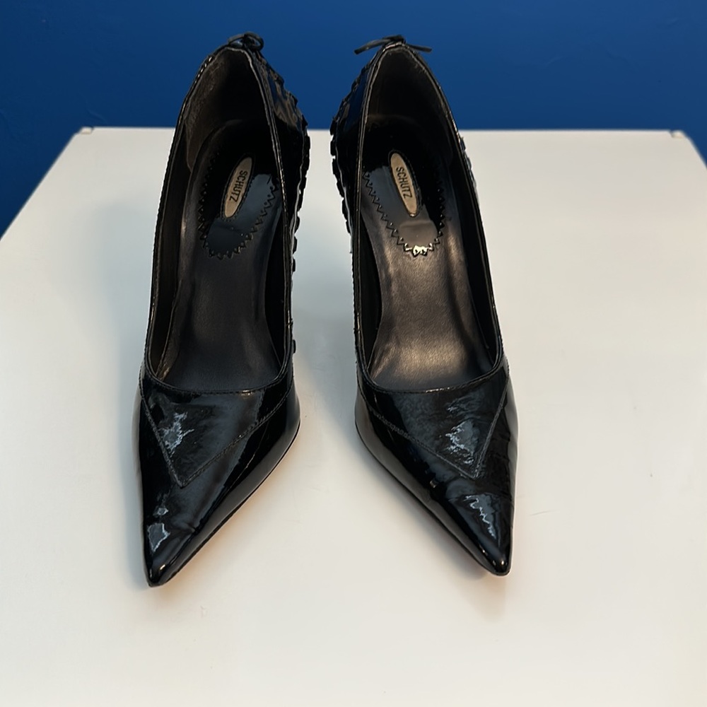 Schutz leather lace-up wrapped stilleto heel - Picture 3 of 5